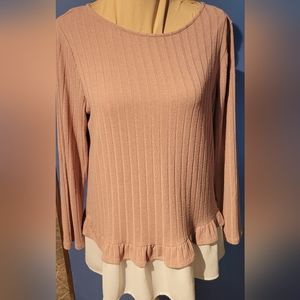 Ivanka Trump Light Pink Sweater With Cream Ruffle Bottom Size Small